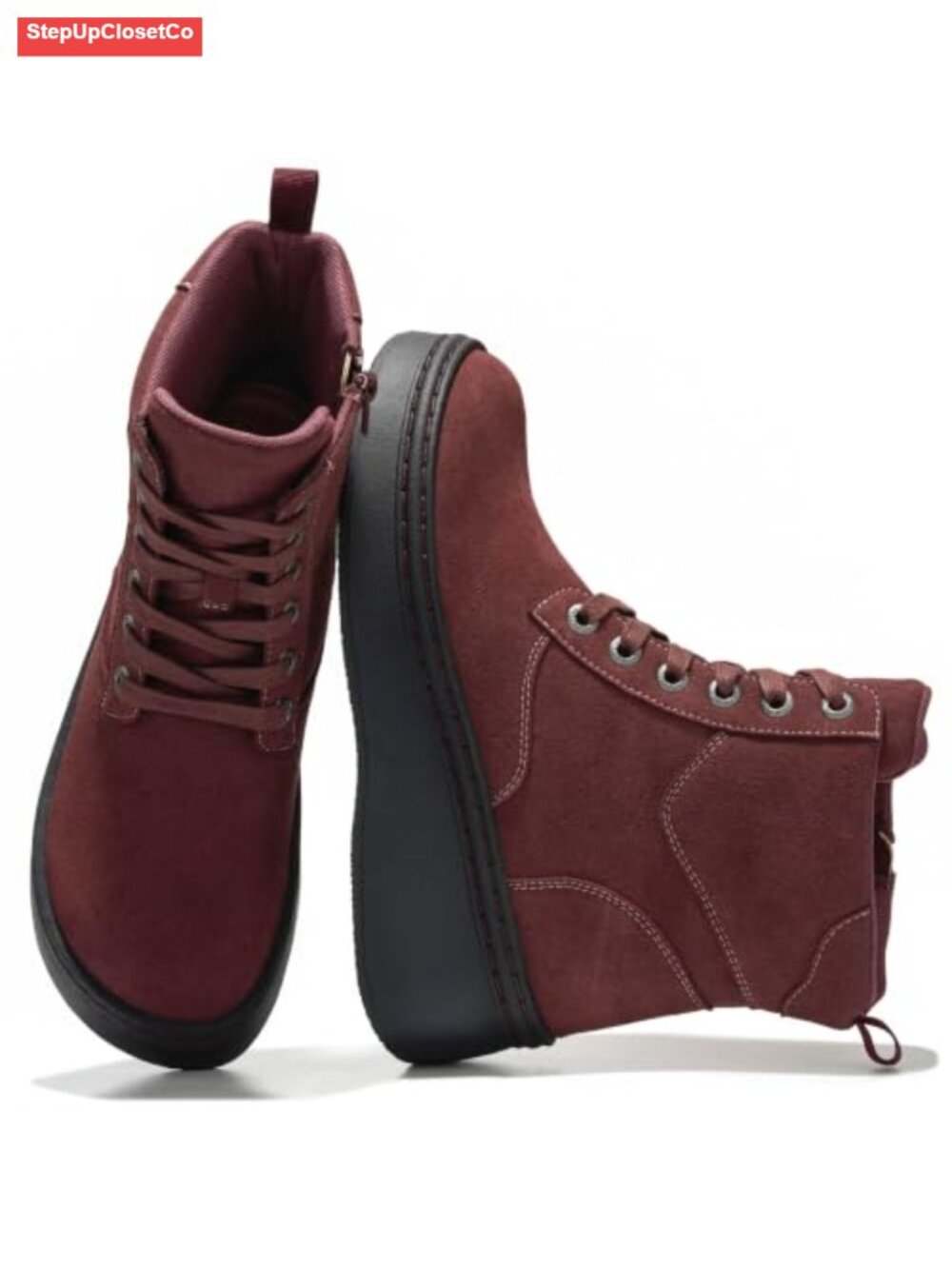 Genuine Leather Platform Ankle Boots Women Combat Boots Chunky Heel Zip